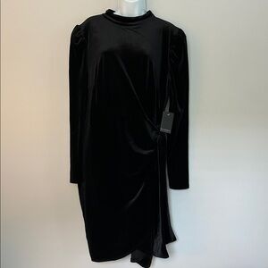 NWT Eloquii Black Velvet Faux Side Tie Dress